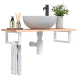 Basin Shelf Wall Mounted Steel and Solid Wood Oak 3302564