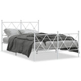 Metal Bed Frame without Mattress with Footboard White 120x200cm 376567