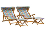 Deck Chair 4 pcs 3 Position Solid Eucalyptus Wood Multicolour 3407799