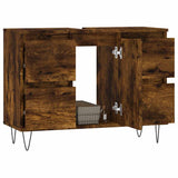 Bathroom Cabinet Smoked Oak 80x33x60 cm Engineered Wood 831657