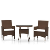 Garden Bistro Set Brown Poly rattan Standard Removable Covers 3095905