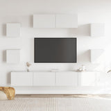 7 Piece TV Cabinet Set White Engineered Wood 3114518
