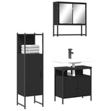 3 Piece Bathroom Furniture Set Black Engineered Wood 3214695