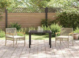 Garden Dining Set with Cushion 3 pcs Beige and Black Rattan 3380827
