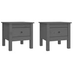 ZNTS Side Tables 2 pcs Grey 40x40x39 cm Solid Wood Pine 813789