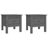 ZNTS Side Tables 2 pcs Grey 40x40x39 cm Solid Wood Pine 813789