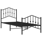 Metal Bed Frame without Mattress with Footboard Black 90x200cm 373800