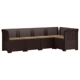 5-Seater Garden Sofa with Cushions Rattan Look PP Brown 3444040