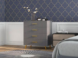 Four Drawer Embossed Line Dresser - Grey/Gold Tone T3398P328343