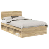 Bed Frame Sonoma Oak 135 x 190 cm Solid Pine Wood 3412089