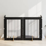 Dog Gate with Stands 4 pcs Black Oak 80 x 100 cm 892043