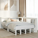 ZNTS Bookcase Bed without Mattress White 120x200cm Solid Wood Pine 3324503