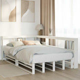 Bookcase Bed without Mattress White 120x200cm Solid Wood Pine 3324503