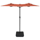 Double-Head Garden Parasol with LEDs Terracotta 316x145 cm 362974
