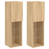 TV Cabinets with LED Lights 2 pcs Sonoma Oak 30.5x30x102 cm 837020