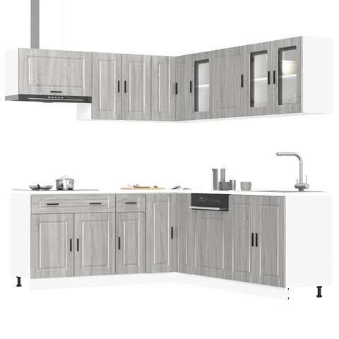 ZNTS 11 Piece Kitchen Cabinet Set Porto Grey Sonoma Engineered Wood 3314937