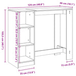 ZNTS Bar Table with Shelf Concrete Grey 124x46x103.5 cm Engineered Wood 854394