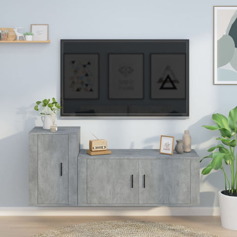 2 Piece TV Cabinet Set Concrete Grey Engineered Wood 3188482