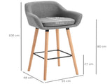 Set of 2 Bar Stools Modern Upholstered Seat Bar Chairs w/ Metal Frame, Solid Wood Legs Living Room T3398P328158