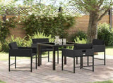 Garden Dining Set 5 pcs Black Poly Rattan 3380717