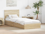 Storage Bed with Drawer Sonoma Oak 75 x 190 cm Engineered Wood 3410849