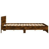 Bed Frame with LED without Mattress Smoked Oak 200x200 cm 3207585