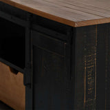 TV Cabinet HALDEN with Sliding Door Black 110x40x60 cm Solid Wood 4018412