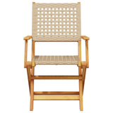 5 Piece Garden Dining Set Beige Poly Rattan and Solid Wood 3281828
