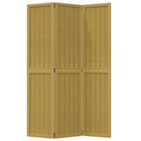 Room Divider 3 Panels Brown Solid Wood Paulownia 358814