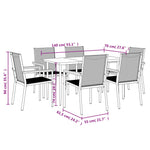 7 Piece Garden Dining Set Black Textilene and Steel 3187036