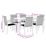 7 Piece Garden Dining Set Black Textilene and Steel 3187036
