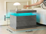 Nightstand LED Bedside Table Cabinet Lights Modern End Side with 2 Drawers for Bedroom T3272P287612