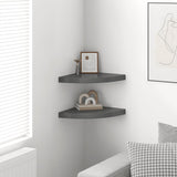 Floating Corner Shelves 2 pcs High Gloss Grey 35x35x3.8 cm MDF 323914