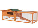 Rabbit Hutch with Run Wooden Guinea Pig Hutch Outdoor Bunny Cage Hide House with Sliding Tray, Hay T3398P350016