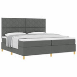 Box Spring Bed with Headboard Dark grey 200 x 200 cm Fabric 3339722