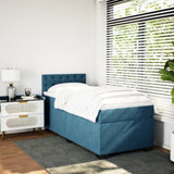 Box Spring Bed with Mattress Dark Blue 90x190 cm Velvet 3286190