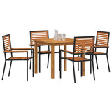 Garden Dining Set 5 pcs Black Solid Acacia Wood 3365514