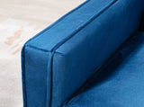 Velvet-Feel Three-Seater Sofa Bed - Blue T3398P423872