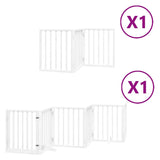Dog Gate with Door Foldable 9 Panels White 450 cm Poplar Wood 3155535