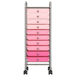 10-Drawer Mobile Storage Trolley Ombre Pink Plastic 320404