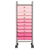 10-Drawer Mobile Storage Trolley Ombre Pink Plastic 320404