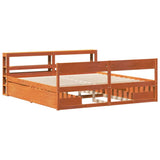 Bed Frame without Mattress Wax Brown 180x200 cm Super King Size Solid Wood Pine 3306374