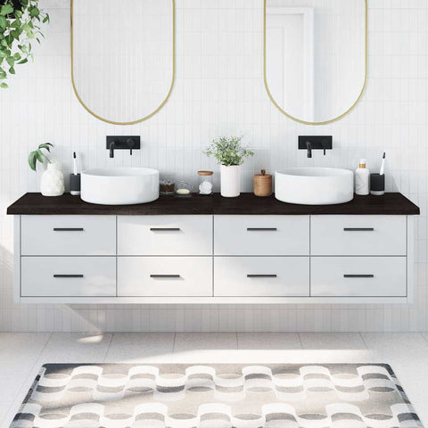 Bathroom Countertop Dark Brown 220x60x cm Treated Solid Wood 3156279