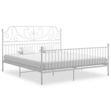 Bed Frame White Powder-coated metal Double Durable Bed Frame 324860
