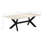 ZNTS Dining Table White 200x100x75 cm Solid Mango Wood 247428