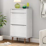 Shoe Cabinet MOLDE White 59,5x35x103 cm Solid Wood Pine 350526