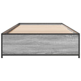 ZNTS Bed Frame Grey Sonoma 100x200 cm Engineered Wood and Metal 845109