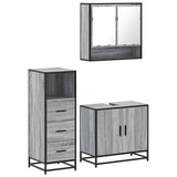 3 Piece Bathroom Furniture Set Grey Sonoma Engineered Wood 3301038