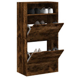 Shoe Cabinet Smoked Oak 60x34x116 Engineered Wood 840019