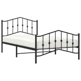 Metal Bed Frame without Mattress with Footboard Black 107x203cm 373803